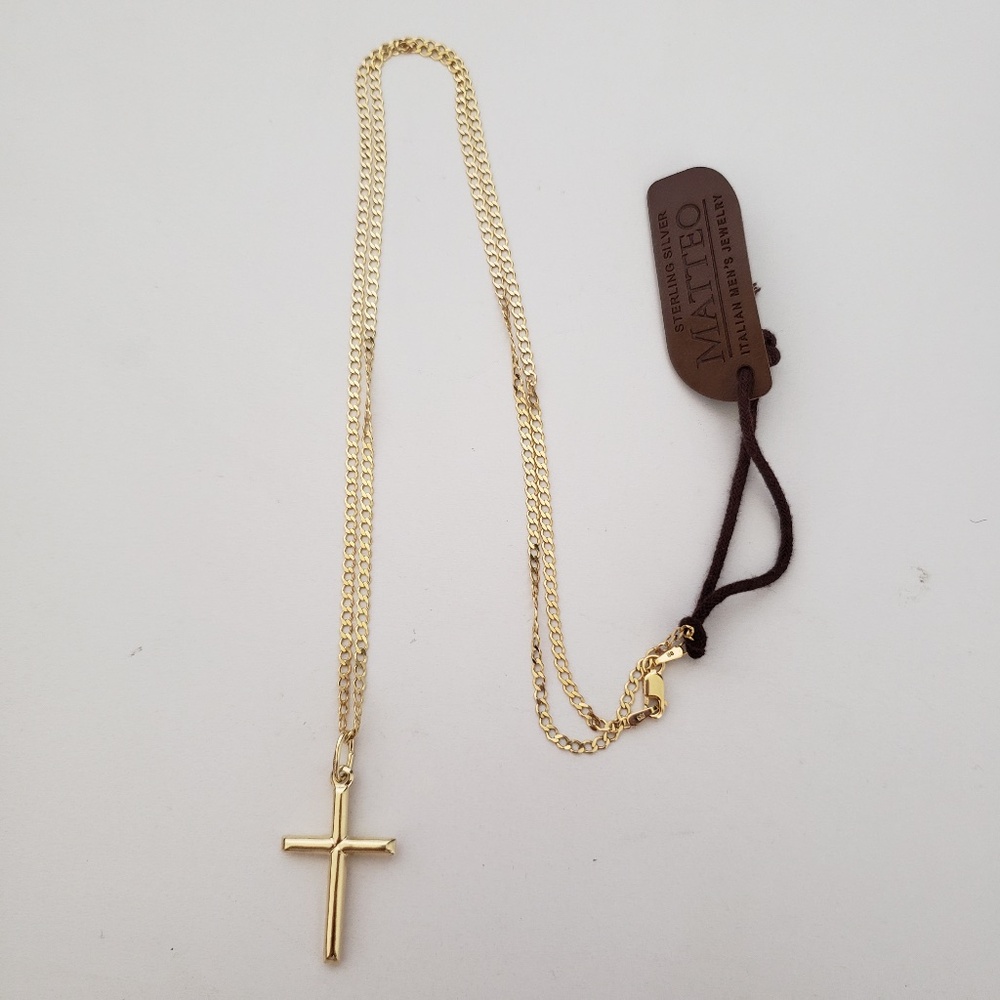 Made in Italy 925 Sterling Silver Cross Necklace 24”